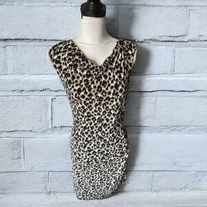Ann Taylor animal cheetah print sexy sleeveless party midi dress y2k 00s S Rk1n